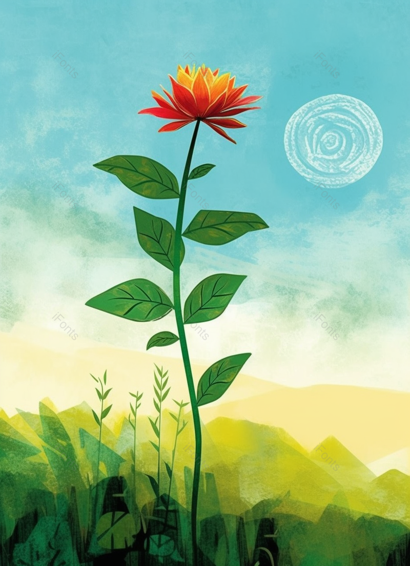 绿色的鲜花盛开在立夏的白天背景,插画/手绘图,插画/手绘图库,插画/手绘图下载,插画/手绘
